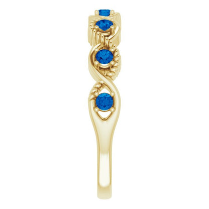 14K Yellow Blue Sapphire Stackable Ring