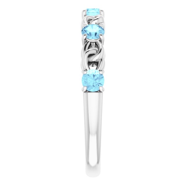 14K White Aquamarine Stackable Link Ring
