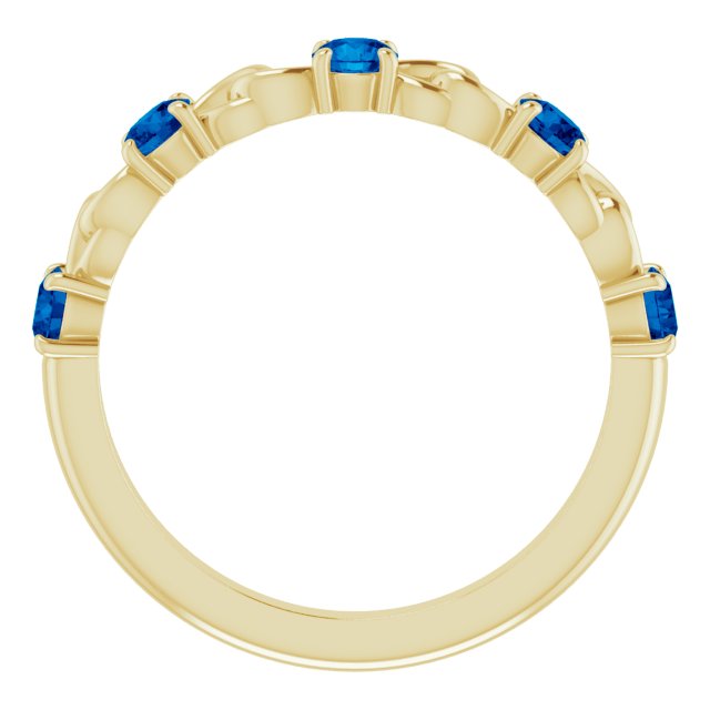 14K Yellow Blue Sapphire Stackable Link Ring