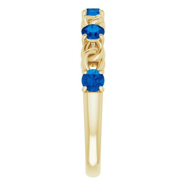 14K Yellow Blue Sapphire Stackable Link Ring