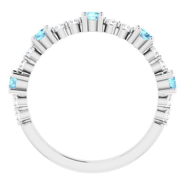 14K White Aquamarine & 1/5 CTW Diamond Ring