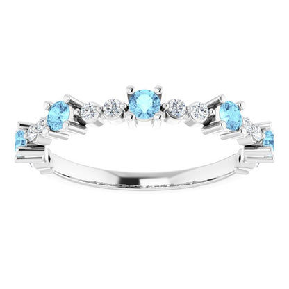 14K White Aquamarine & 1/5 CTW Diamond Ring
