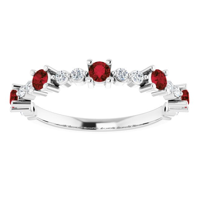 14K White Mozambique Garnet & 1/5 CTW Diamond Ring