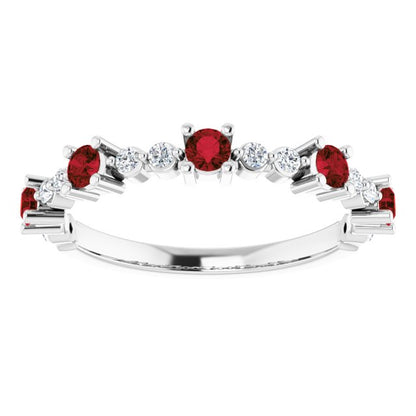 14K White Mozambique Garnet & 1/5 CTW Diamond Ring