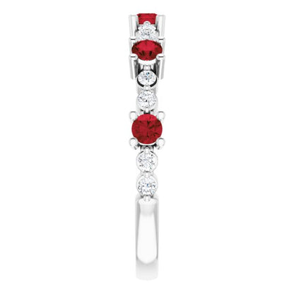 14K White Mozambique Garnet & 1/5 CTW Diamond Ring