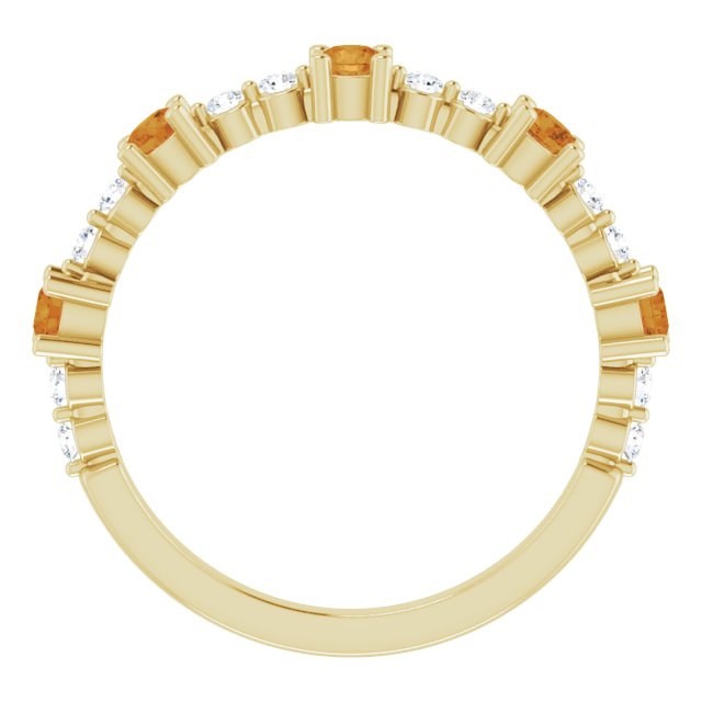 14K Yellow Citrine & 1/5 CTW Diamond Ring