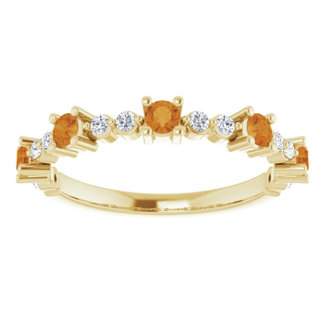 14K Yellow Citrine & 1/5 CTW Diamond Ring