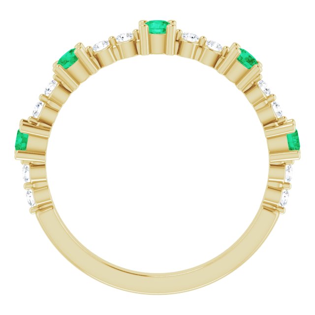 14K Yellow Emerald & 1/5 CTW Diamond Ring