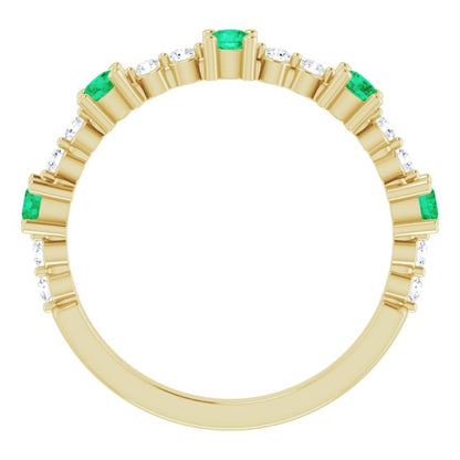 14K Yellow Emerald & 1/5 CTW Diamond Ring