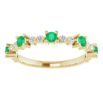 14K Yellow Emerald & 1/5 CTW Diamond Ring