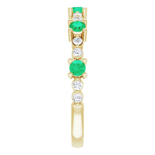 14K Yellow Emerald & 1/5 CTW Diamond Ring