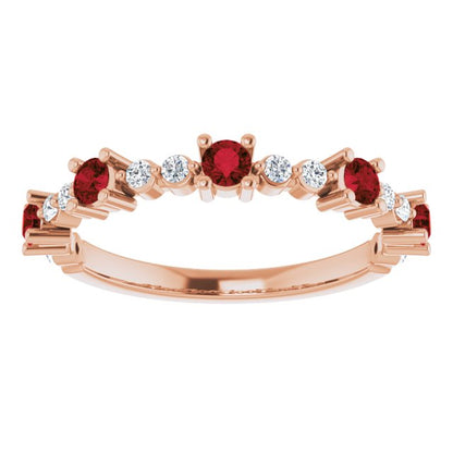 14K Rose Mozambique Garnet & 1/5 CTW Diamond Ring