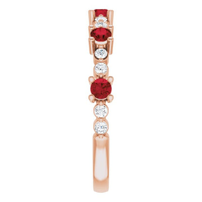 14K Rose Mozambique Garnet & 1/5 CTW Diamond Ring