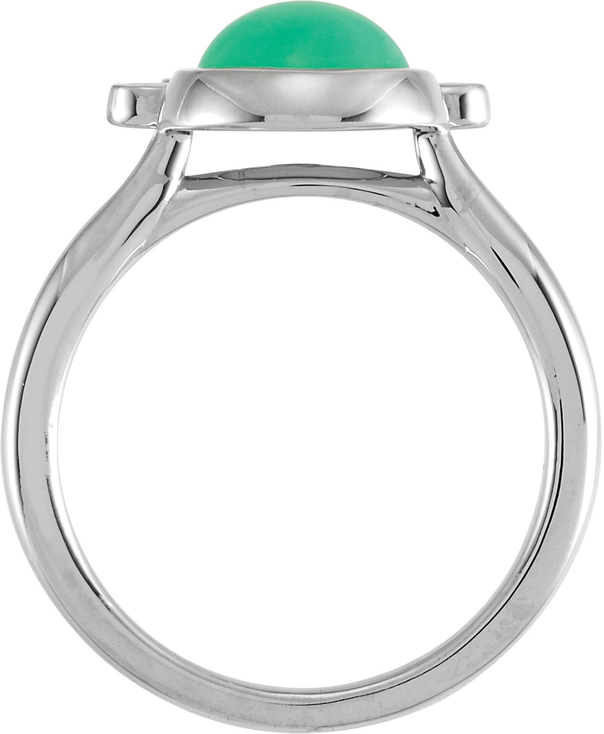 14K White Chrysoprase & 1/8 CTW Diamond Ring