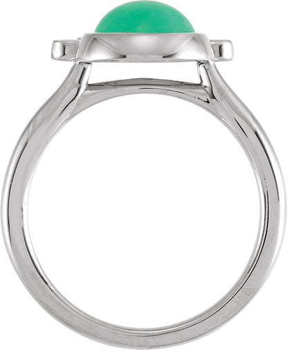 14K White Chrysoprase & 1/8 CTW Diamond Ring