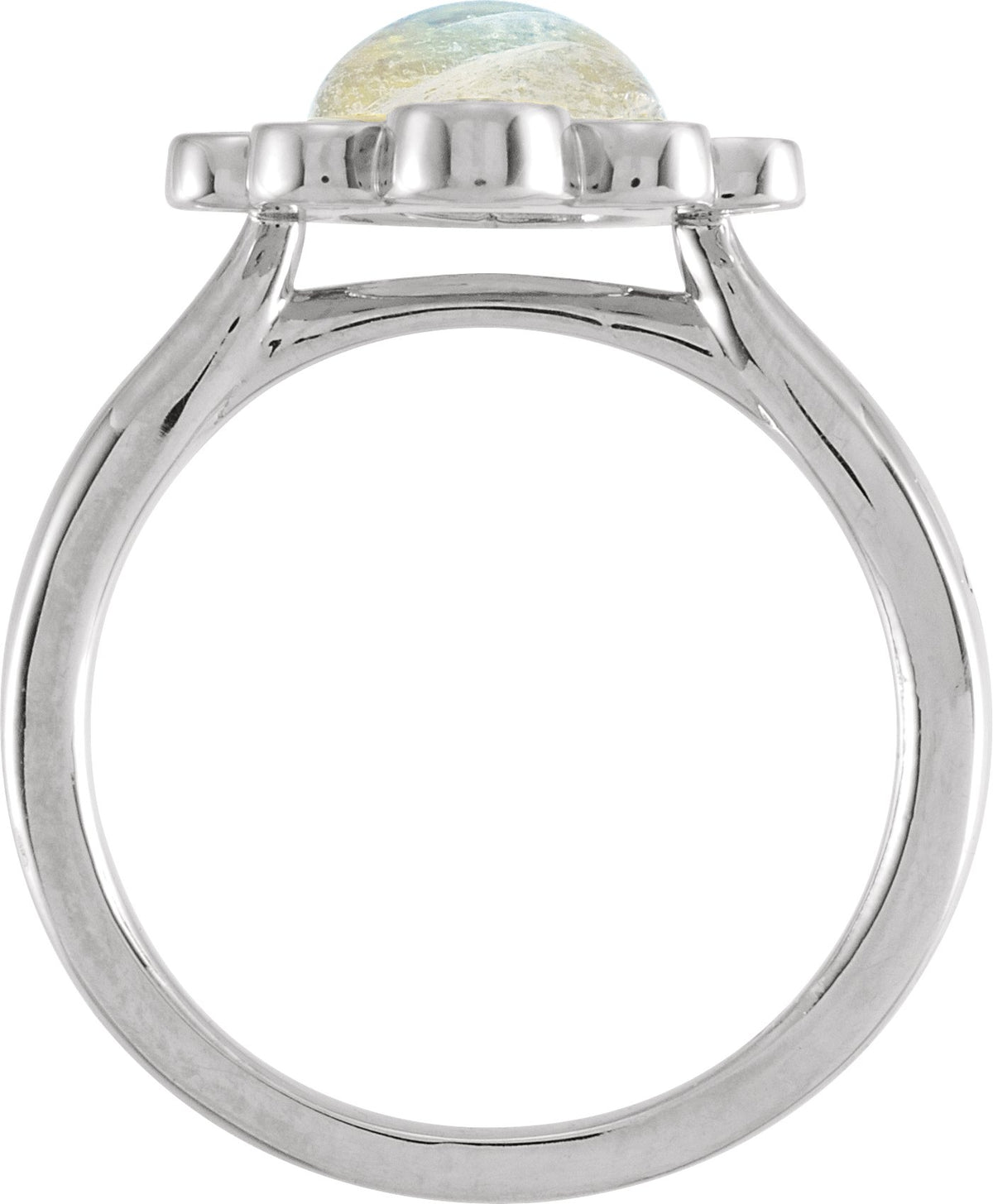14K White Rainbow Moonstone & 1/8 CTW Diamond Ring