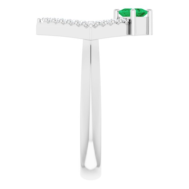 14K White Emerald & 1/5 CTW Diamond Geometric Ring