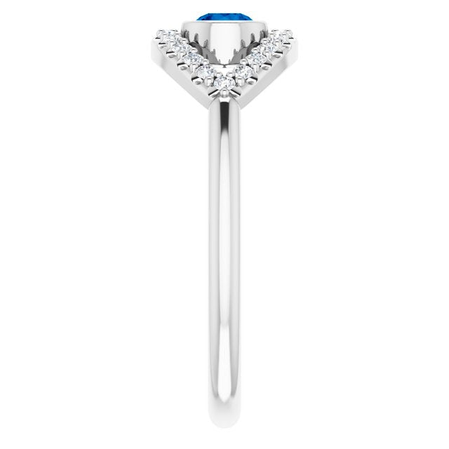 14K White Blue Sapphire & White Sapphire Evil Eye Ring