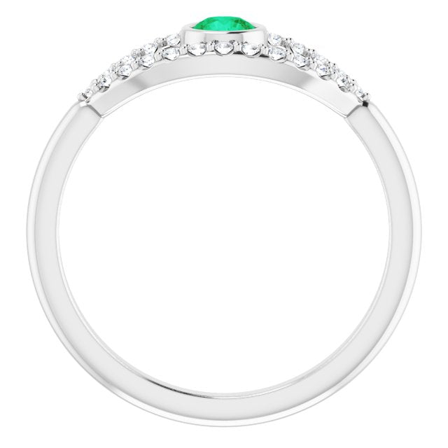 14K White Emerald & White Sapphire Evil Eye Ring