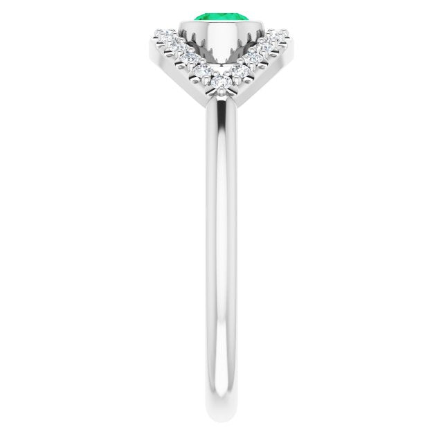 14K White Emerald & White Sapphire Evil Eye Ring