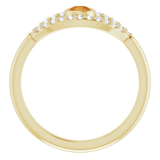 14K Yellow Citrine & White Sapphire Evil Eye Ring