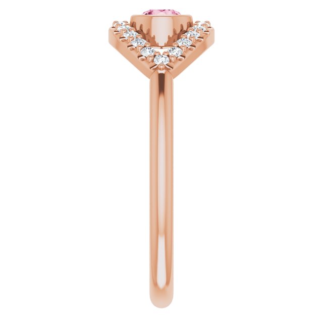14K Rose Pink Tourmaline & White Sapphire Evil Eye Ring