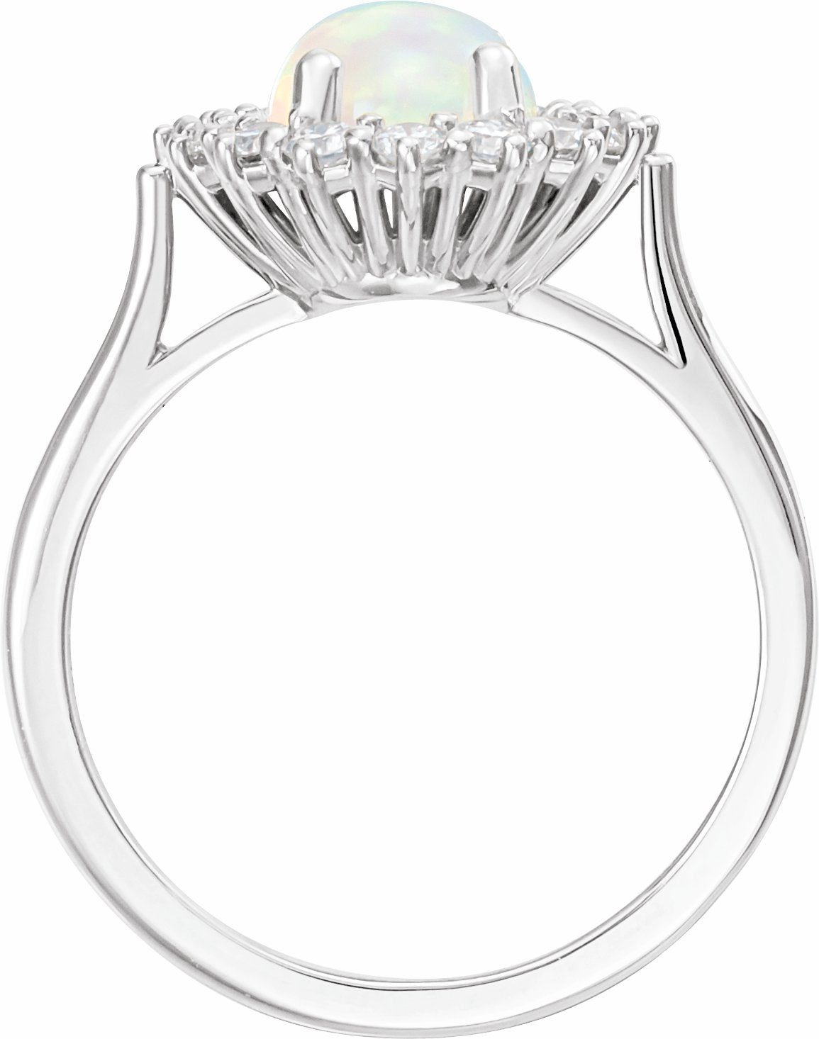 14K White Opal & 1/2 CTW Diamond Ring