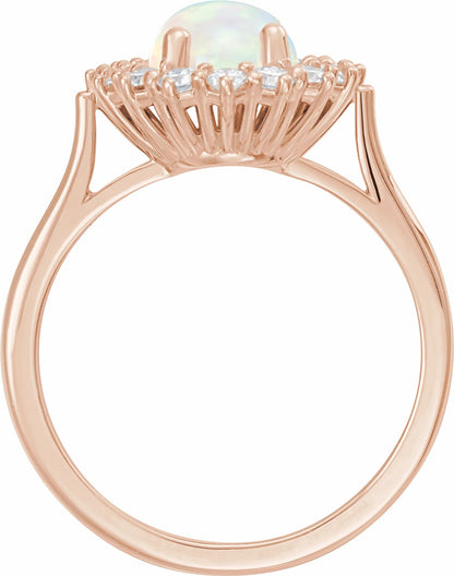 14K Rose Opal & 1/2 CTW Diamond Ring