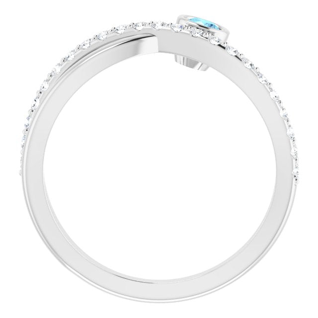 14K White Aquamarine & 1/5 CTW Diamond Ring