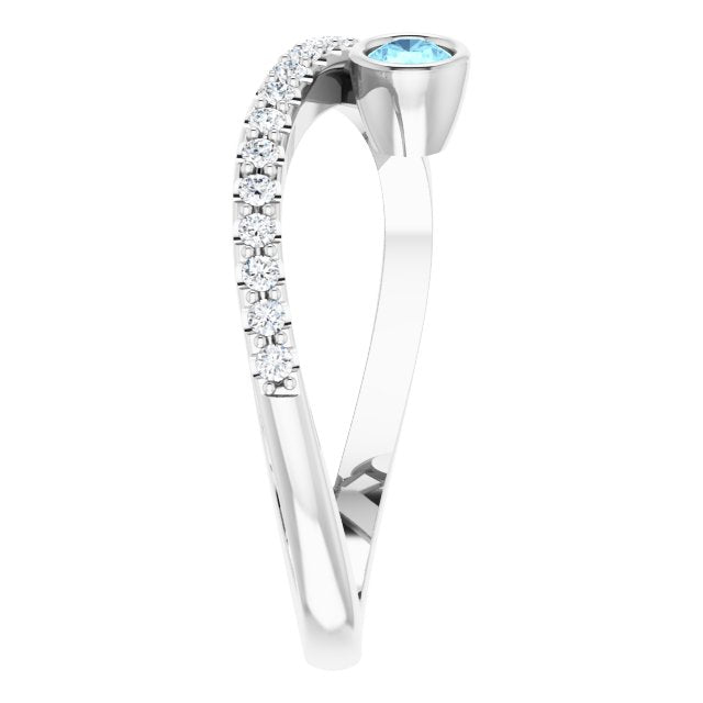 14K White Aquamarine & 1/5 CTW Diamond Ring