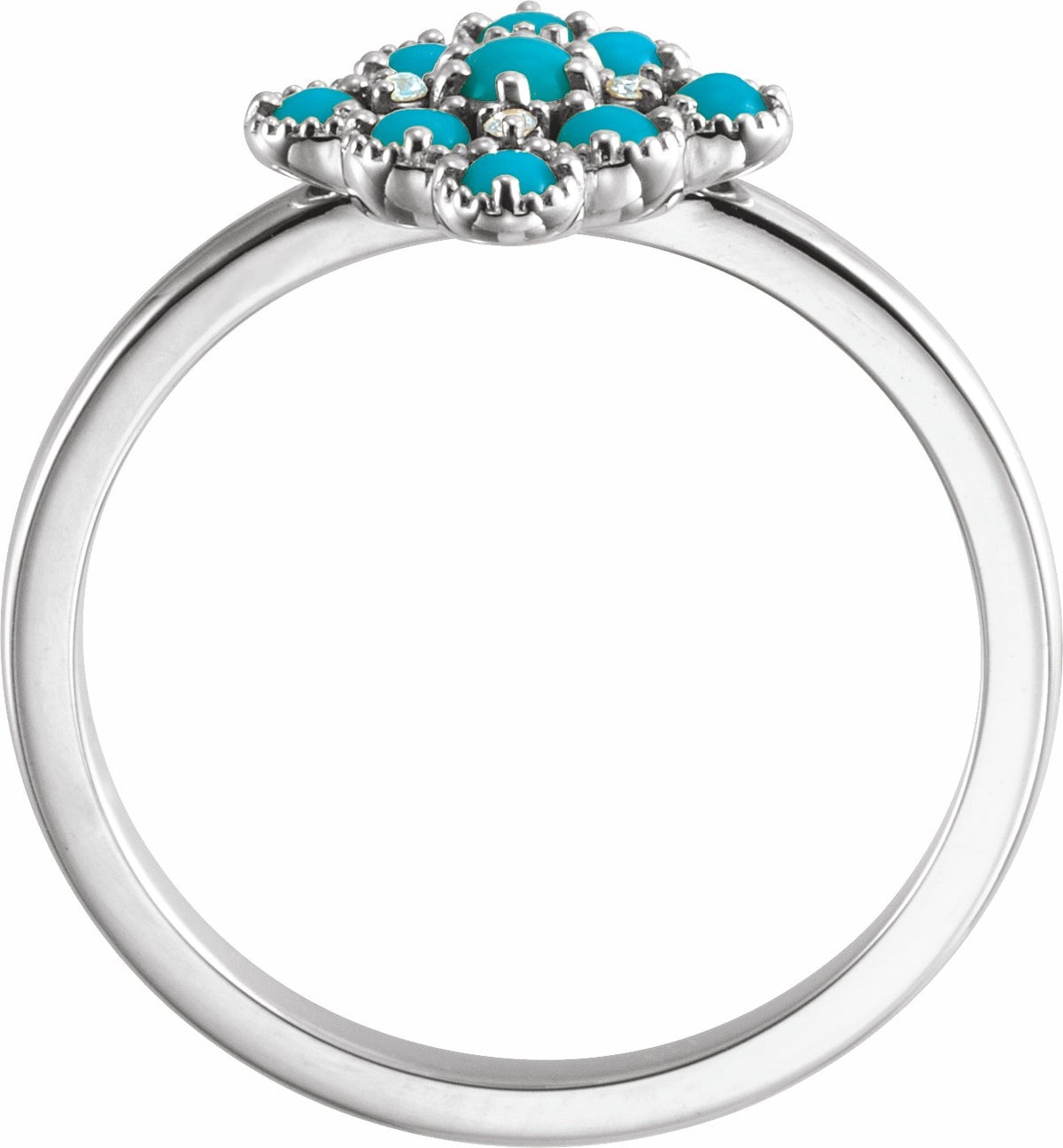 14K White Turquoise & .02 CTW Diamond Ring