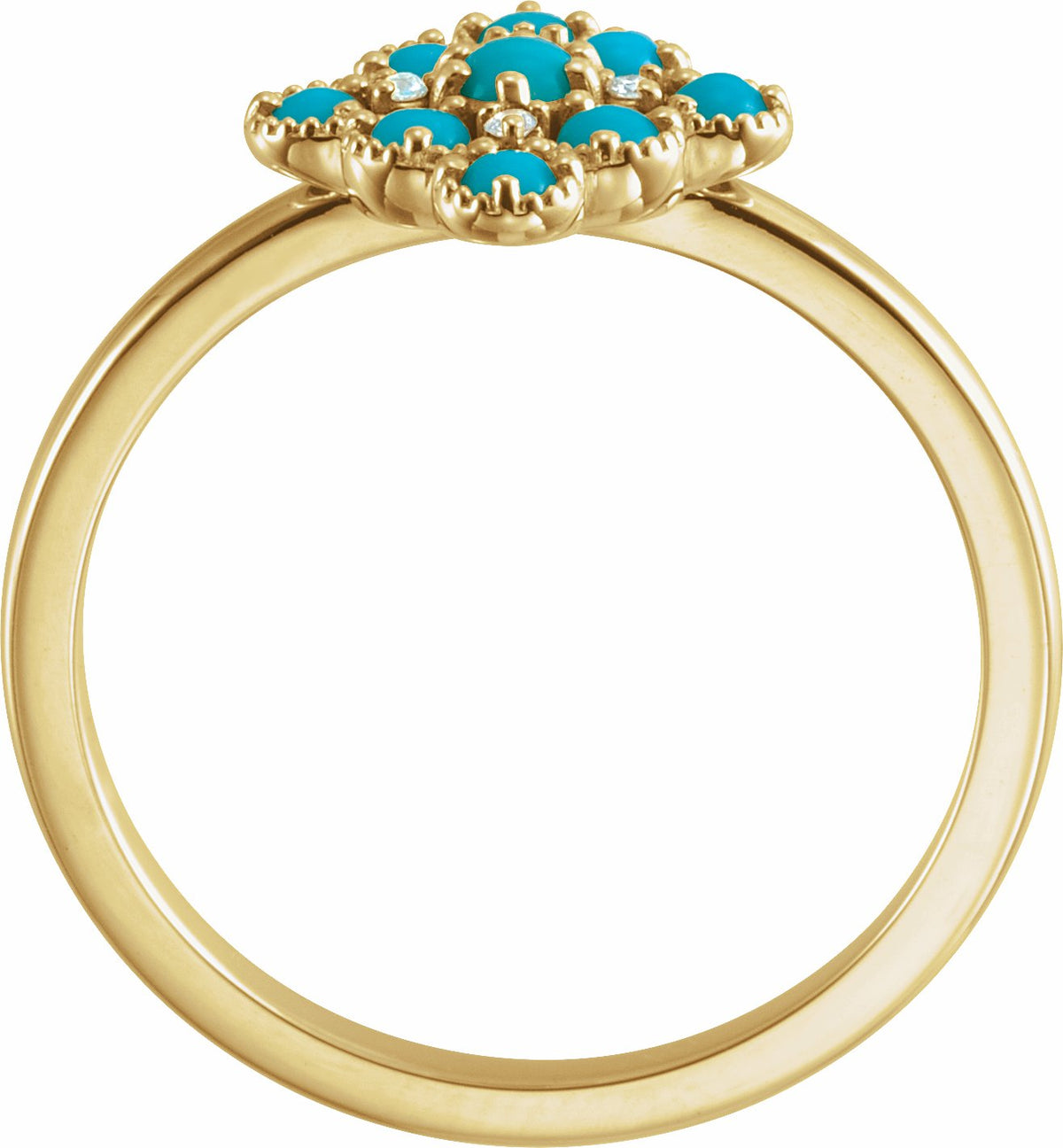 14K Yellow Turquoise & .02 CTW Diamond Ring