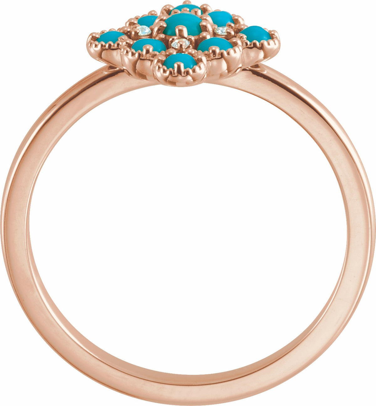 14K Rose Turquoise & .02 CTW Diamond Ring