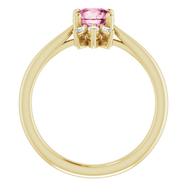 14K Yellow Pink Tourmaline & 1/4 CTW Diamond Ring
