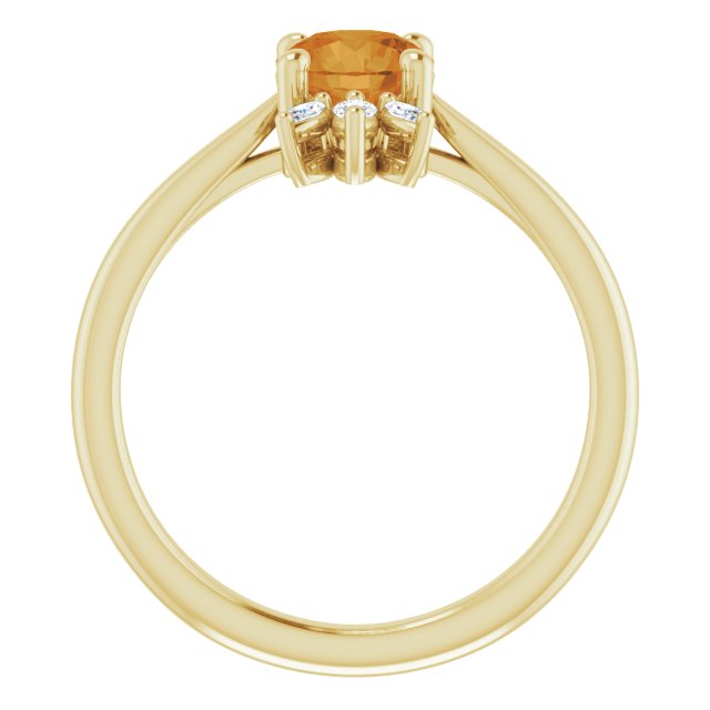 14K Yellow Citrine & 1/4 CTW Diamond Ring
