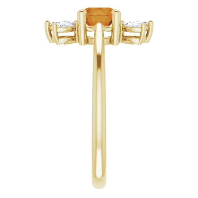 14K Yellow Citrine & 1/4 CTW Diamond Ring