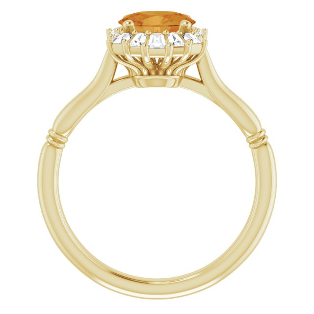 14K Yellow Citrine & 1/4 CTW Diamond Ring