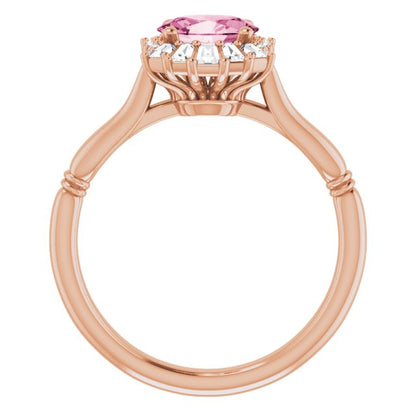 14K Rose Pink Tourmaline & 1/4 CTW Diamond Ring