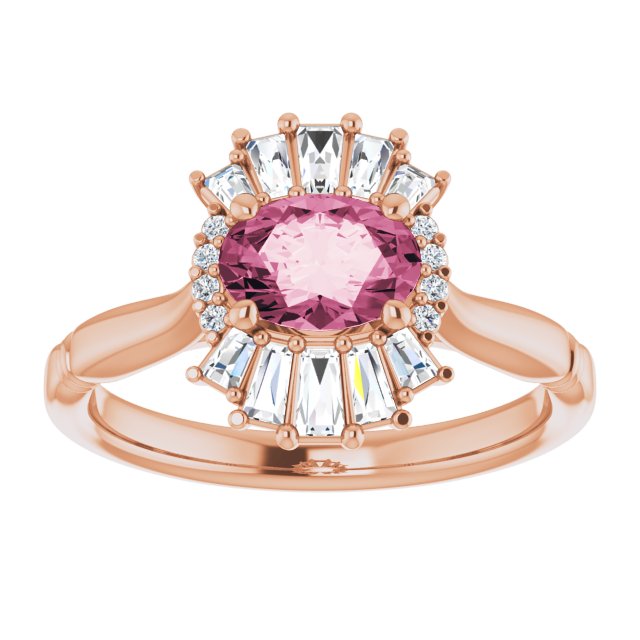 14K Rose Pink Tourmaline & 1/4 CTW Diamond Ring