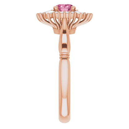 14K Rose Pink Tourmaline & 1/4 CTW Diamond Ring