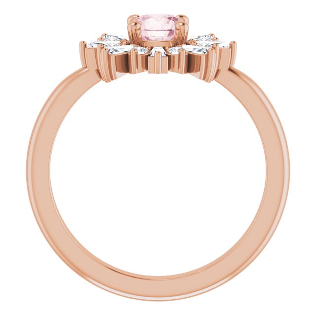 14K Rose 5 mm Round Pink Morganite & 3/8 CTW Diamond Ring