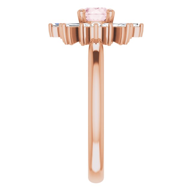 14K Rose 5 mm Round Pink Morganite & 3/8 CTW Diamond Ring