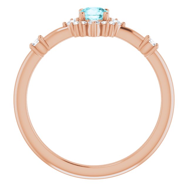 14K Rose Blue Zircon & 1/6 CTW Diamond Ring