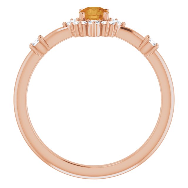 14K Rose Citrine & 1/6 CTW Diamond Ring
