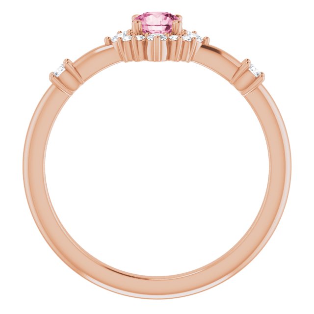 14K Rose Pink Tourmaline & 1/6 CTW Diamond Ring