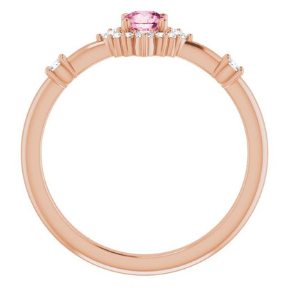 14K Rose Pink Tourmaline & 1/6 CTW Diamond Ring