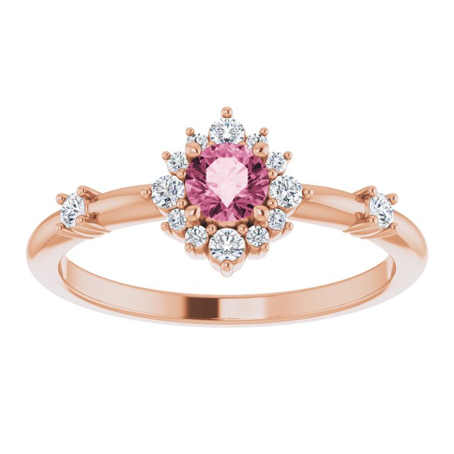 14K Rose Pink Tourmaline & 1/6 CTW Diamond Ring