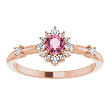 14K Rose Pink Tourmaline & 1/6 CTW Diamond Ring