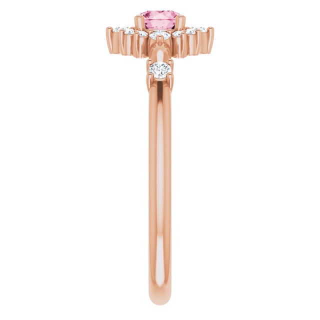 14K Rose Pink Tourmaline & 1/6 CTW Diamond Ring