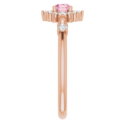 14K Rose Pink Tourmaline & 1/6 CTW Diamond Ring